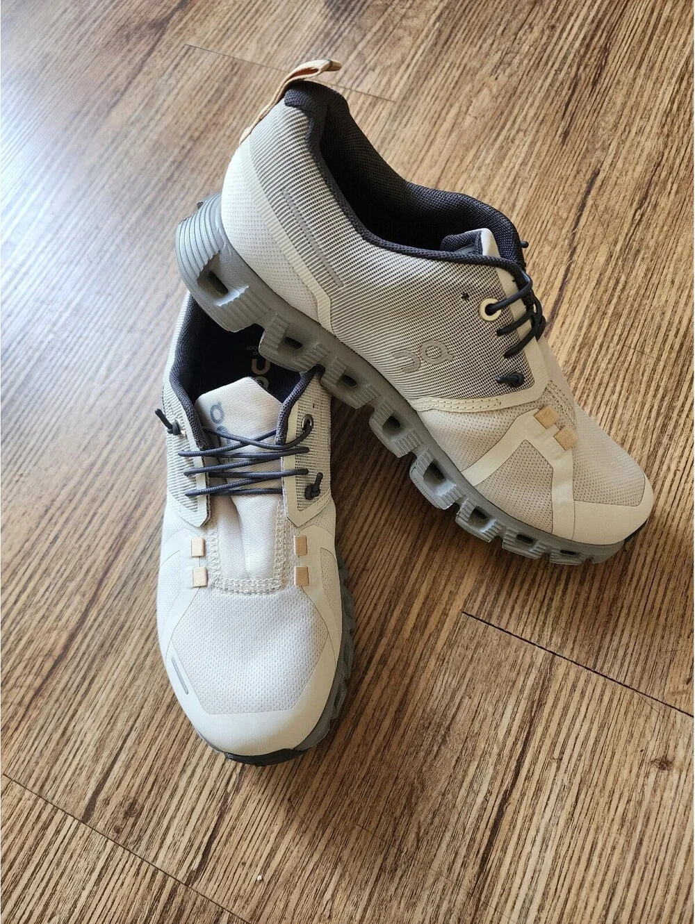 Size 6.5 Cloud Running Shoes Lightweight, Breathable, Beige with Gray Sole